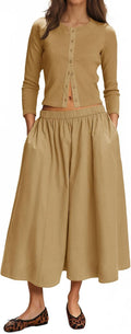 Tankaneo Womens 2 Piece Skirt Set - Casual Midi Matching Outfit