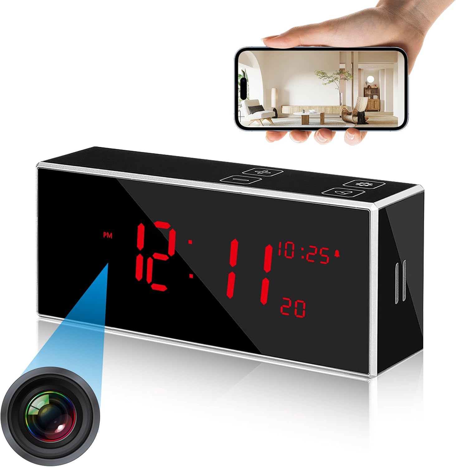 Spy Camera Hidden Clock with Night Vision and WiFi Monitoring