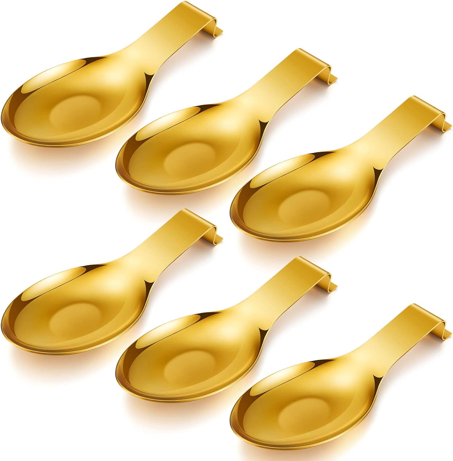 Stainless Steel Spoon Rest Set - 6 Pcs Heavy Duty Utensil Holders