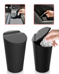 Car Trash Can with Lid Small Cup Holder Door Pocket - Compact 15oz Bin