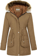 Women's Long Hooded Parka Coat - Fleece Lined Winter Anorak
