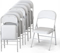 8 Pack Leather Folding Chairs - White Faux Leather, Stackable