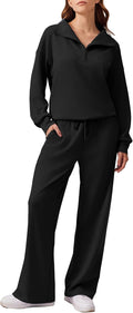 PINSPARK 2 Piece Sweatsuit Set for Women - Cozy Wide Leg Tracksuit If
