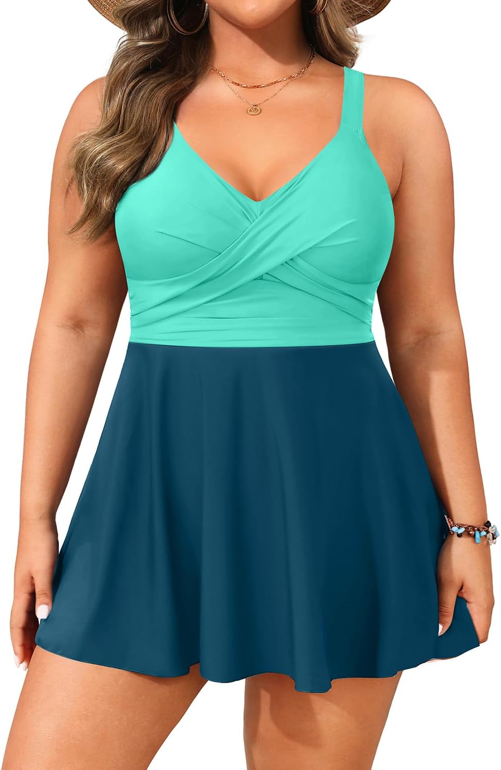 Aqua Eve Plus Size Swim Dress - Stylish Two Piece Tankini