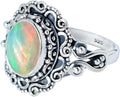 925 Sterling Silver Oval Ethiopian Opal Statement Ring - Bohemian Gift