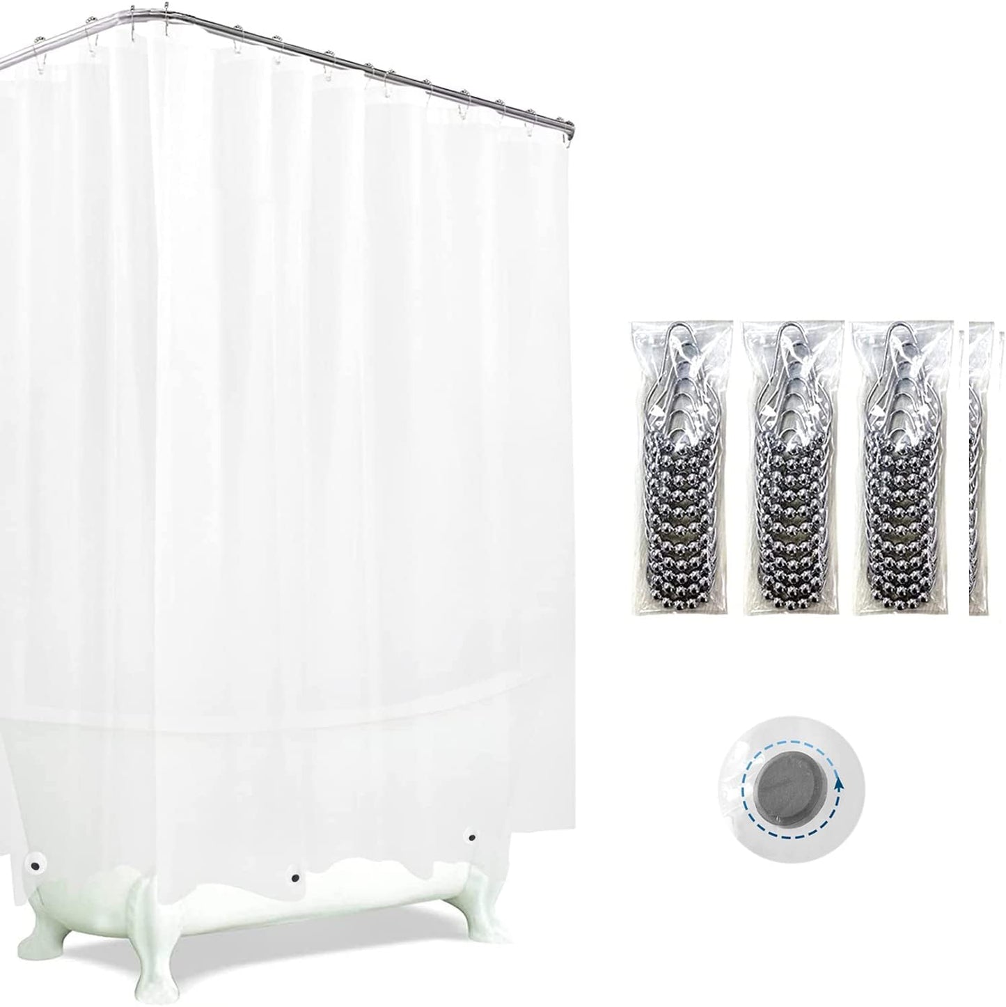Clawfoot Tub Shower Curtain Warp Around for Extra Wide Bathrooms