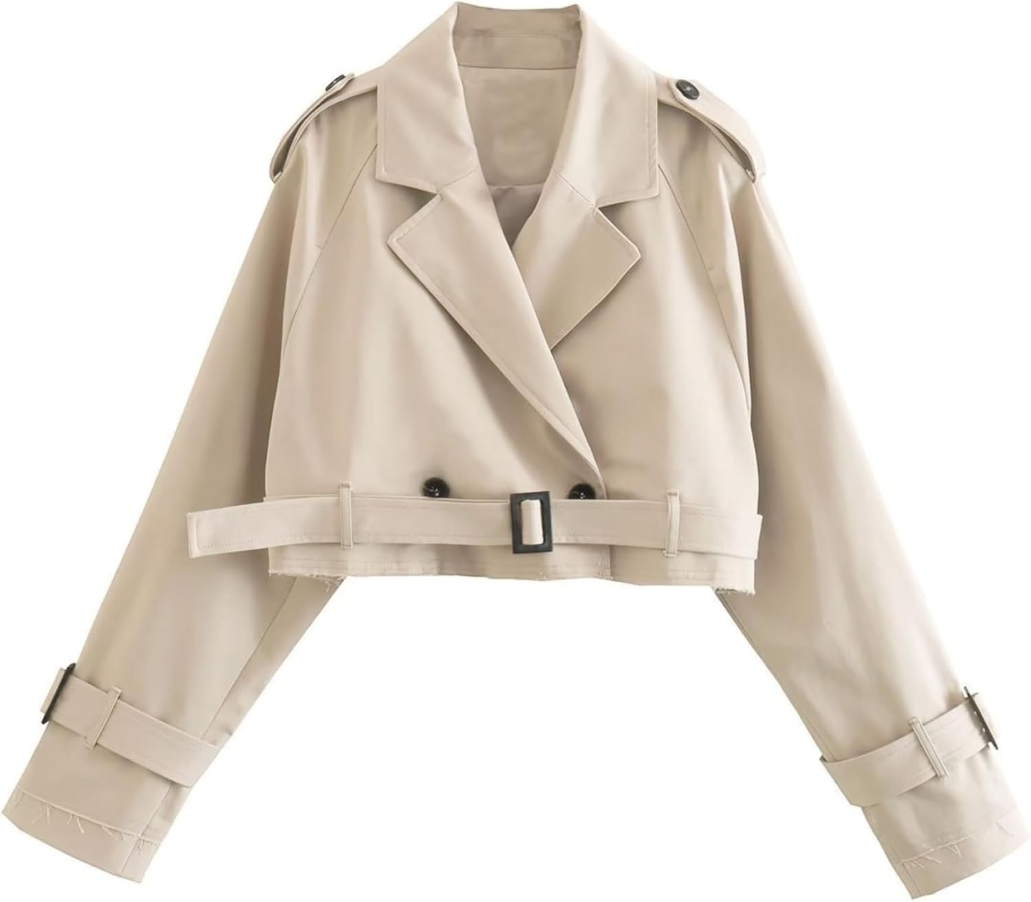 Xiaoxuemeng Womens Cropped Bike Jacket Stylish Trench Coat