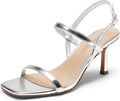 Womens Slingback Heeled Sandals - Elegant Square Open Toe