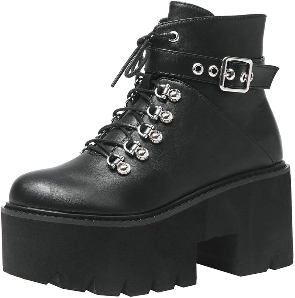 Punk Goth Platform Combat Ankle Boots for Stylish Women