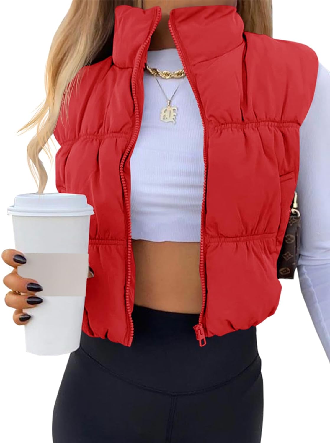 SySea Women's Crop Puffer Vest - Lightweight Sleeveless Warm Coat