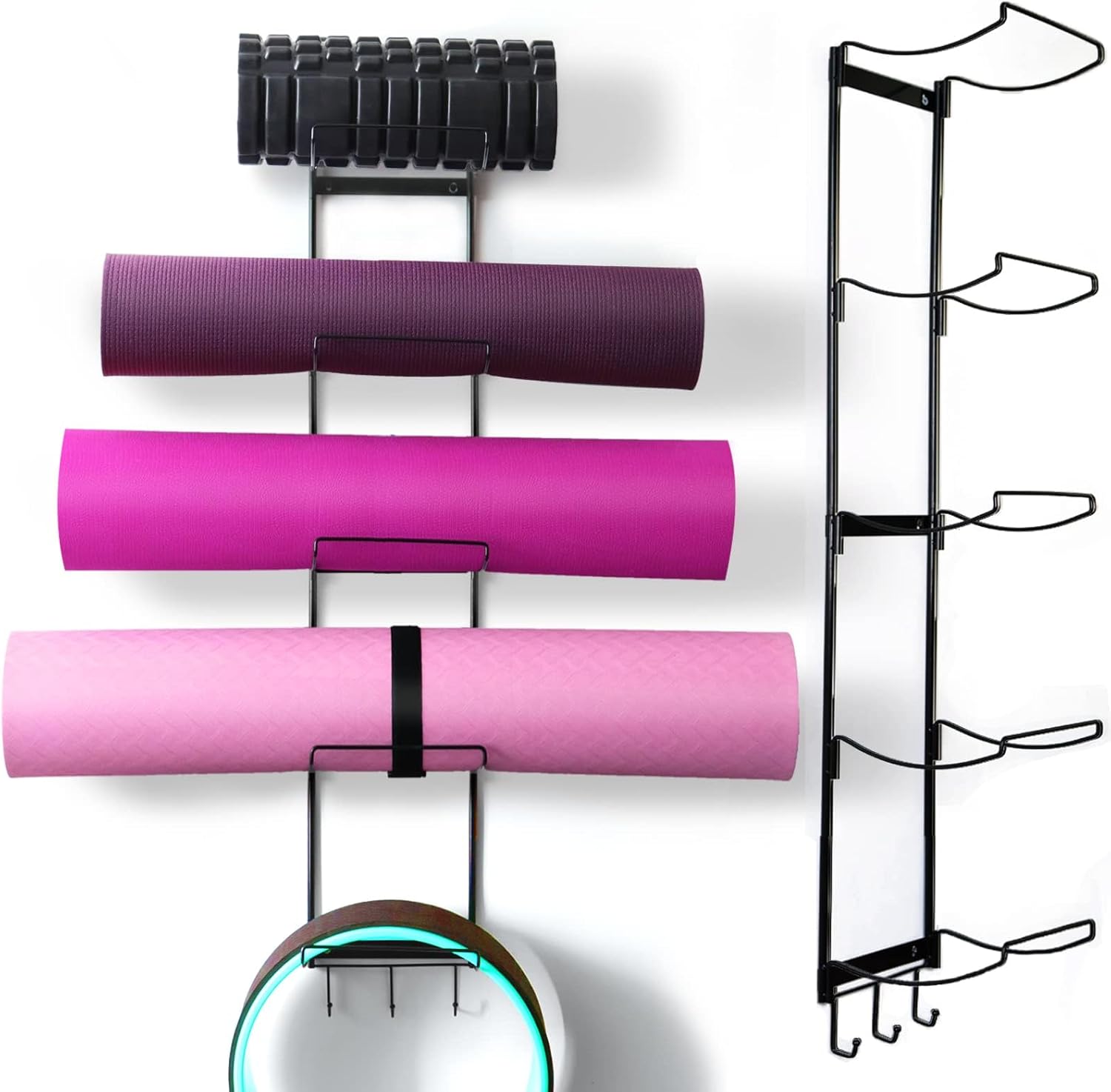 Space-Saving Yoga Mat Rack with Hooks