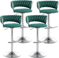 Velvet Bar Stools Set of 4 Counter Height Swivel Stools - Comfortable