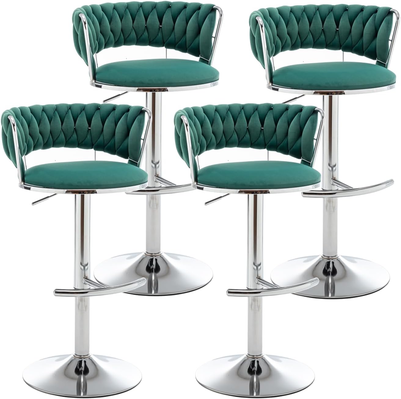 Stylish Velvet Bar Stools Set of 4 for Kitchen Island Use