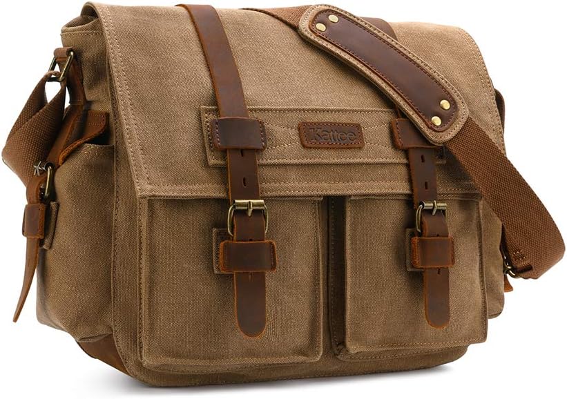 Kattee Leather Canvas Camera Bag for DSLR and Vintage Cameras