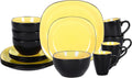 Stoneware Square 16pc Dinnerware Set - Two Tone Shiny Yellow & Matte