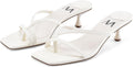 Kitten Heels Flip Flop Thong Heels - Comfortable White Low Heel