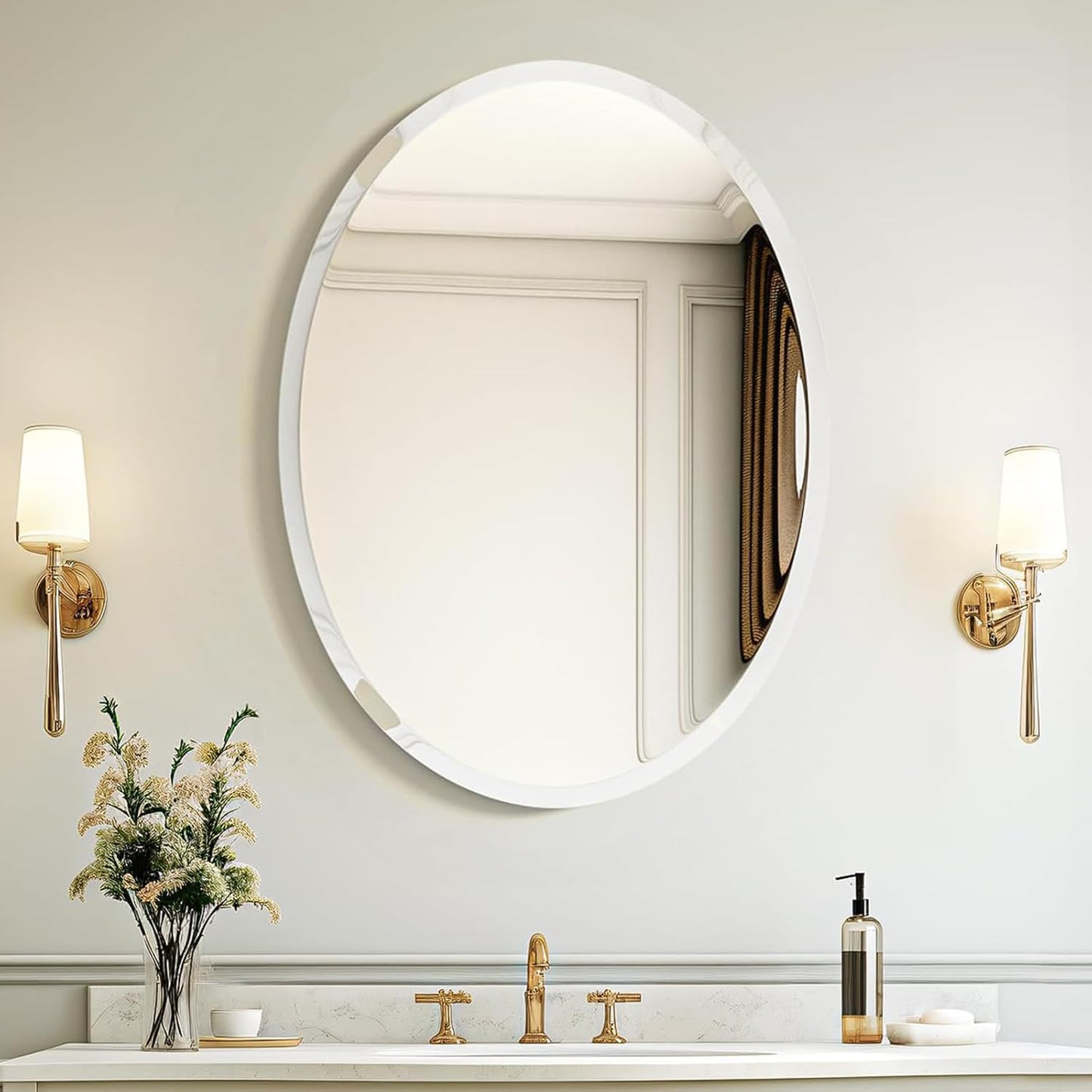 USHOWER Bathroom Mirror for Over Sink, 20x28 Inch Oval Design
