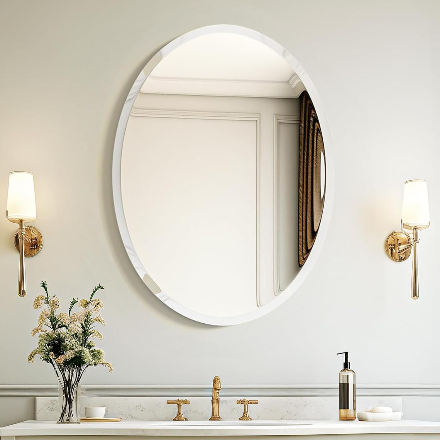 USHOWER Bathroom Mirror for Over Sink, 20x28 Inch Oval Design