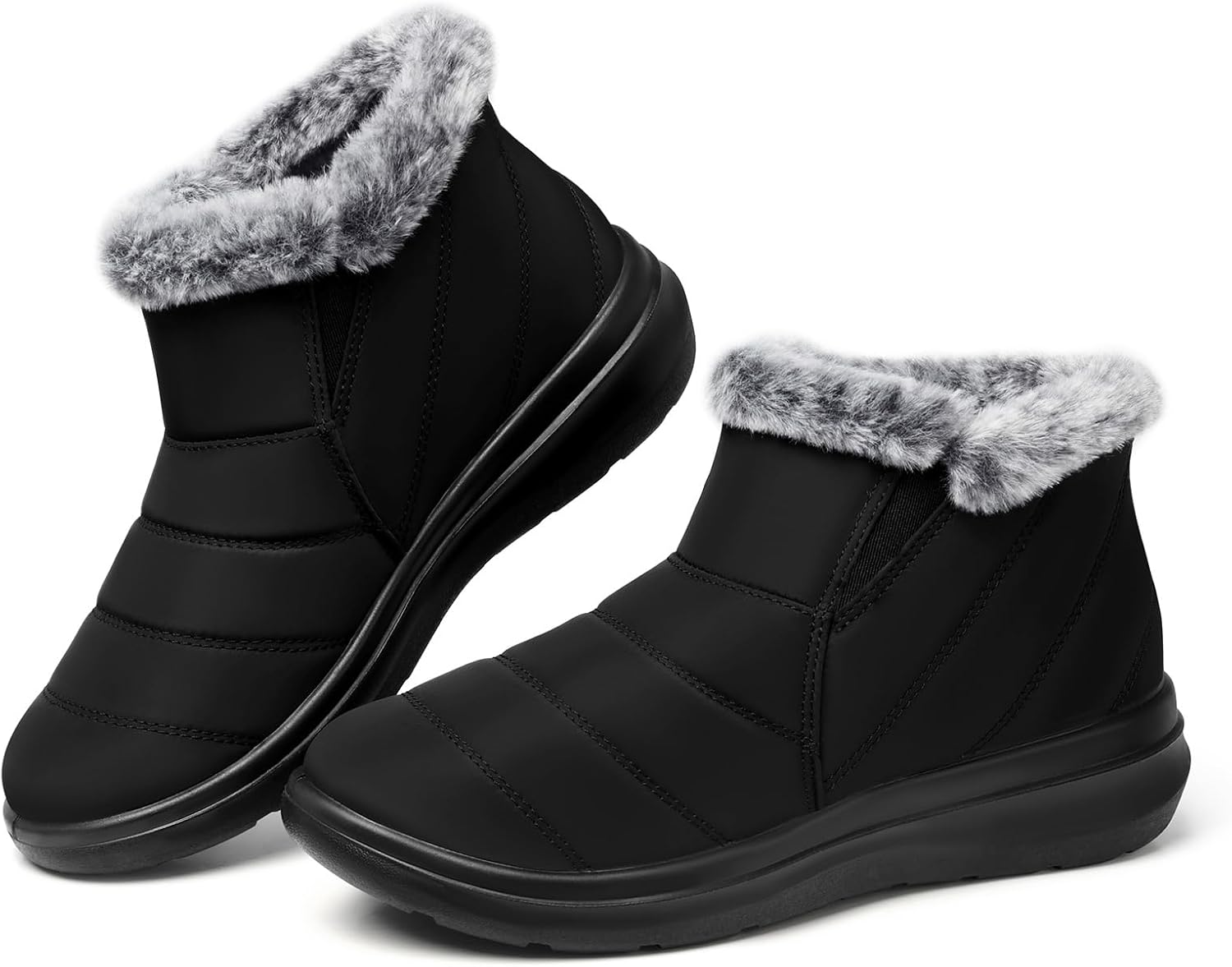 Winter Waterproof Boots for Women: Slip On Insulated Ankle Shoes