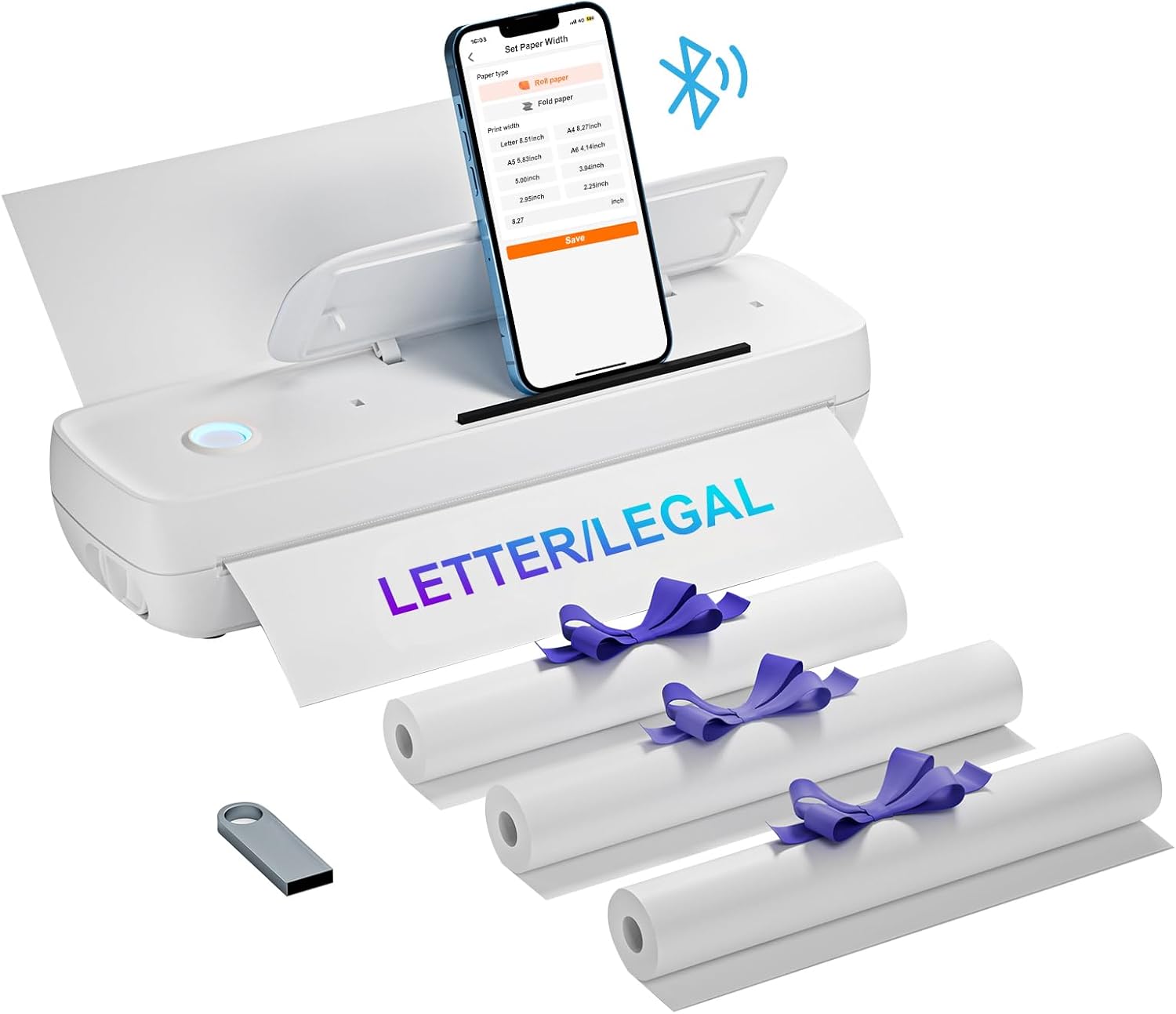 Wireless Thermal Printer for Travel - Inkless, Portable, 8.5x11 - DODOXCX