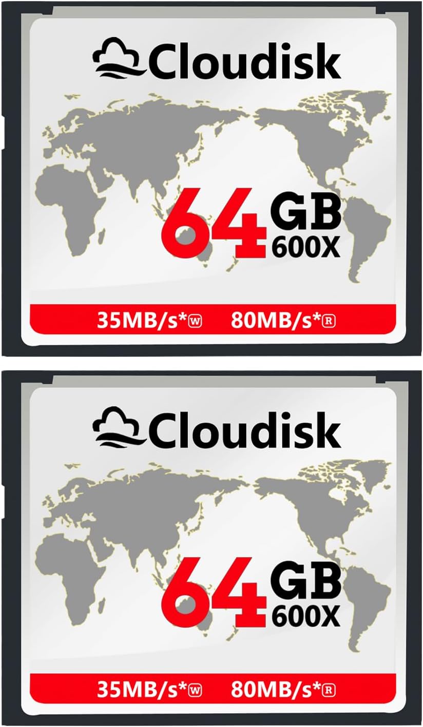 Pack of 2 Compact Flash Card 64GB for DSLR and Vintage Cameras