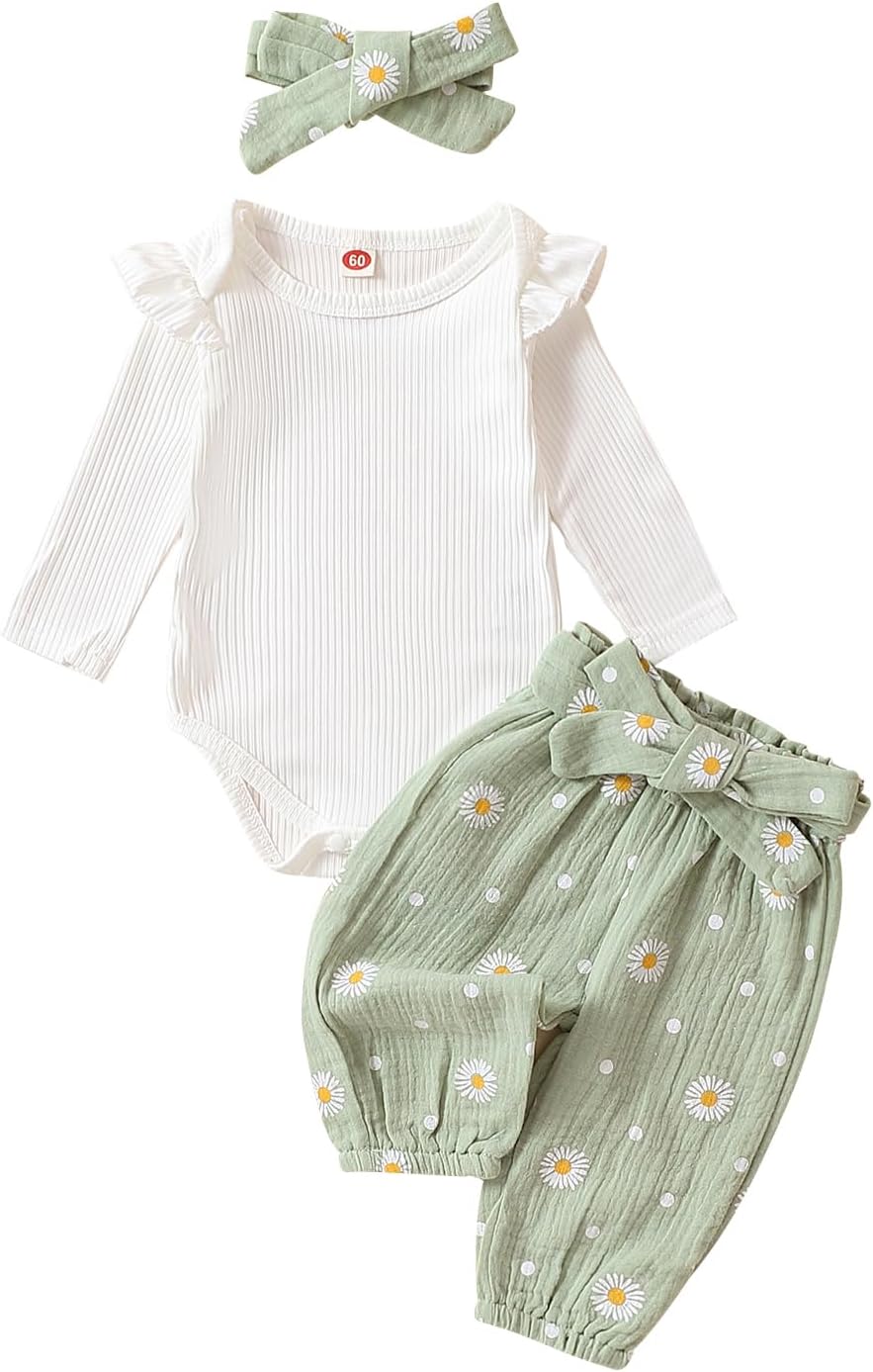 Daisy Print Infant Girl Clothes Set by Kaipiclos