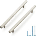 Brushed Nickel Square Cabinet Handles for Kitchen and Drawers