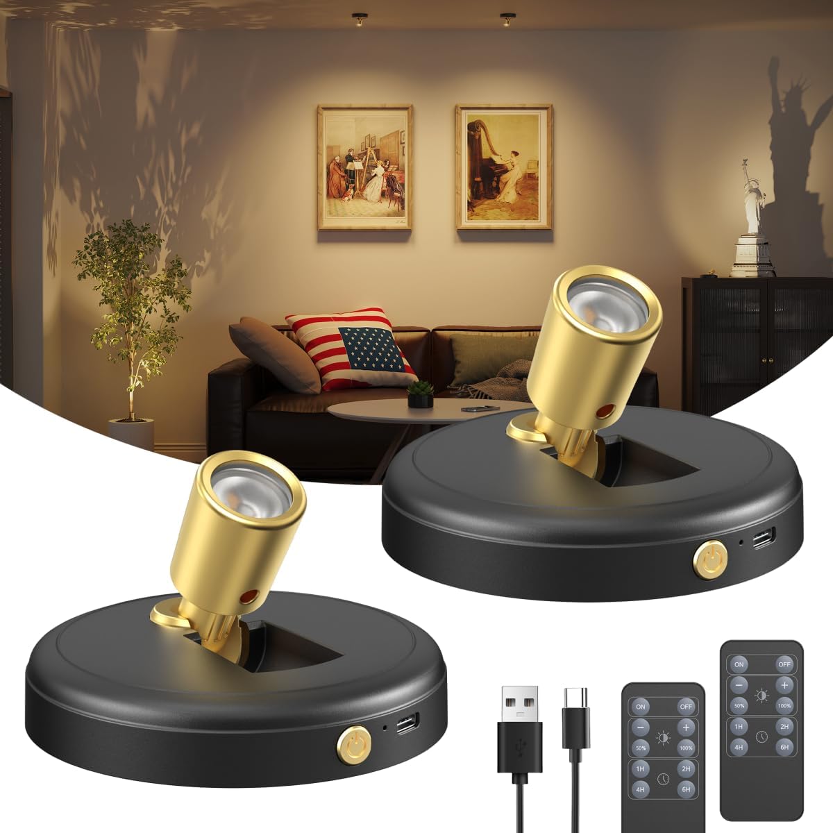 Indoor Led Spotlight for Accent Lighting - Rechargeable Up Lights