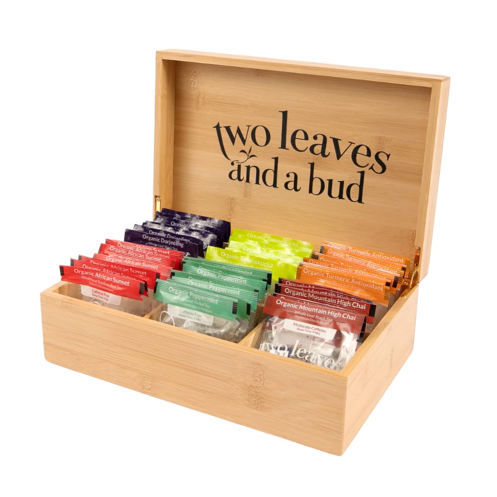 Two Leaves and a Bud Organic Tea Sampler Gift Box for Tea Lovers