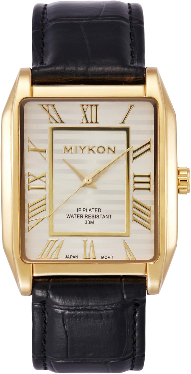 Miykon Tank Square Mens Watch | Vintage Style, Luminous Hands, Scratch Resistant Glass