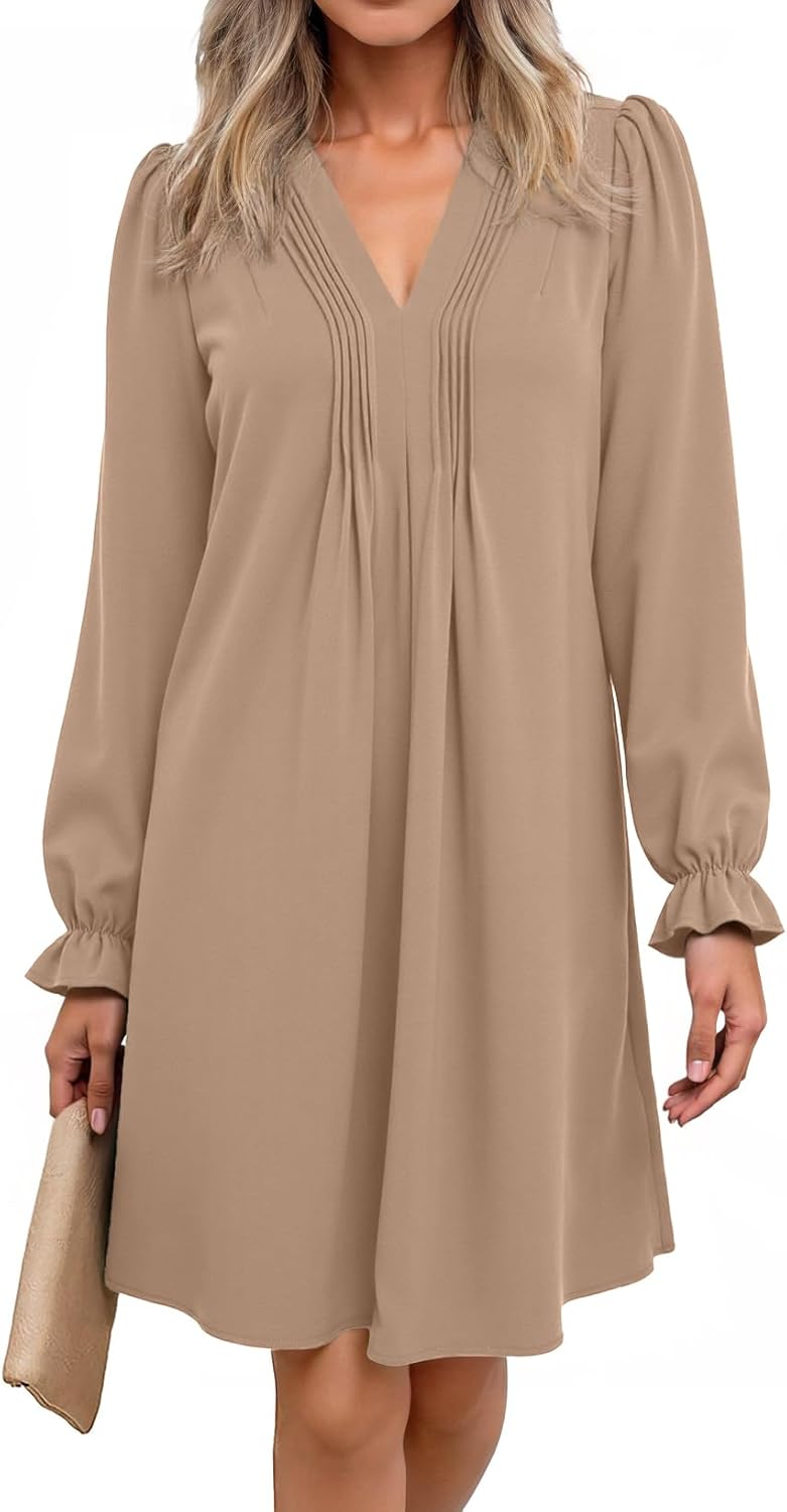 Dokotoo Womens Casual A-Line Ruffle Sleeve Midi Dress 2025