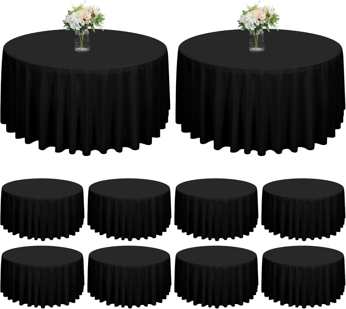 fani 10 Pack Black Round Tablecloth 90 Inch for Events and Dining