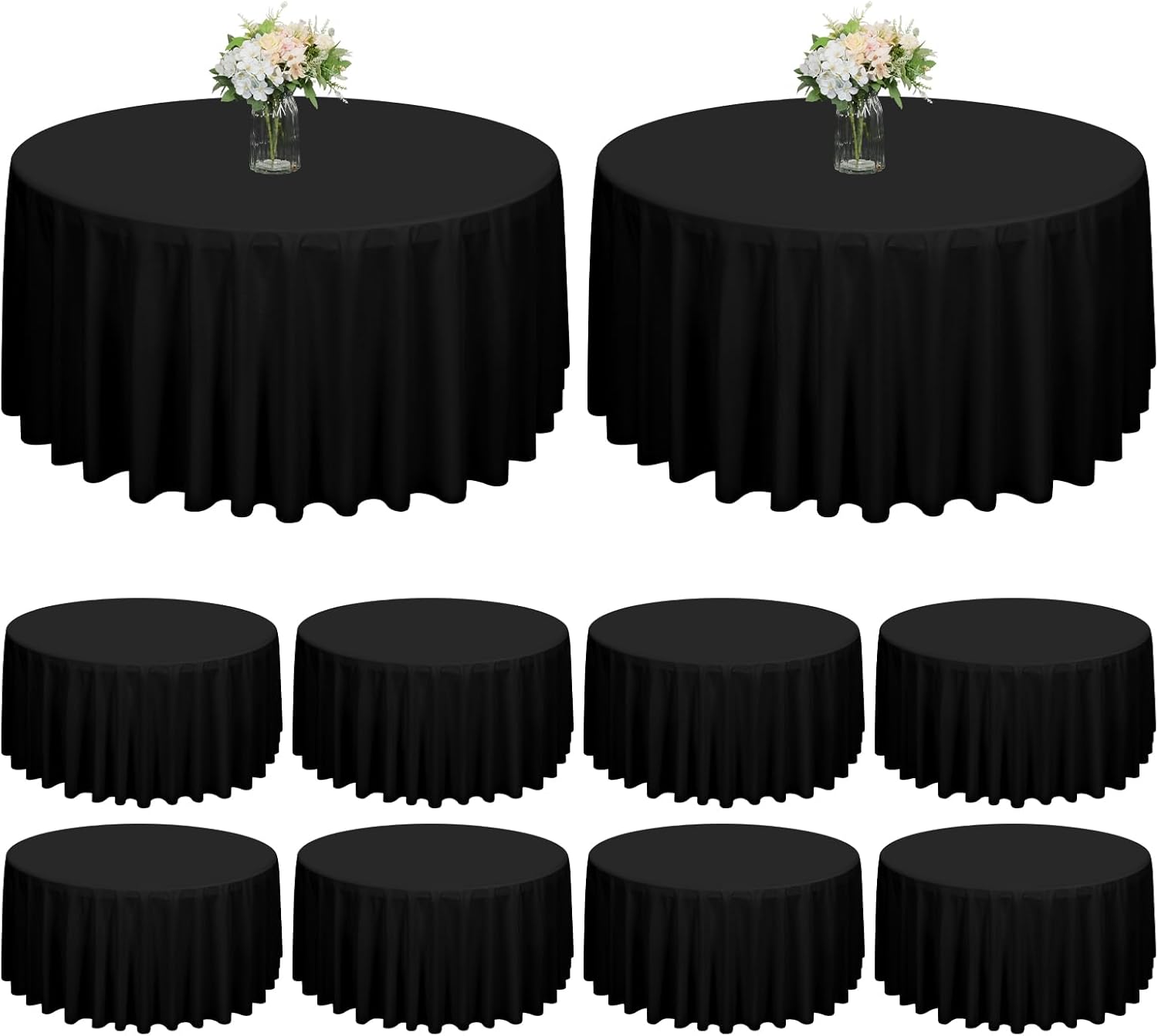 fani 10 Pack Black Round Tablecloth 90 Inch for Events and Dining