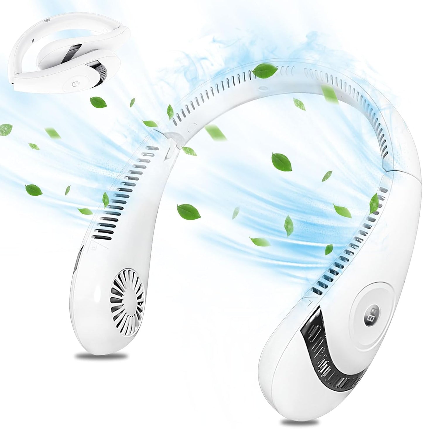 Deller Bladeless Neck Fan - 360 Cooling, Rechargeable 5000mAh Battery
