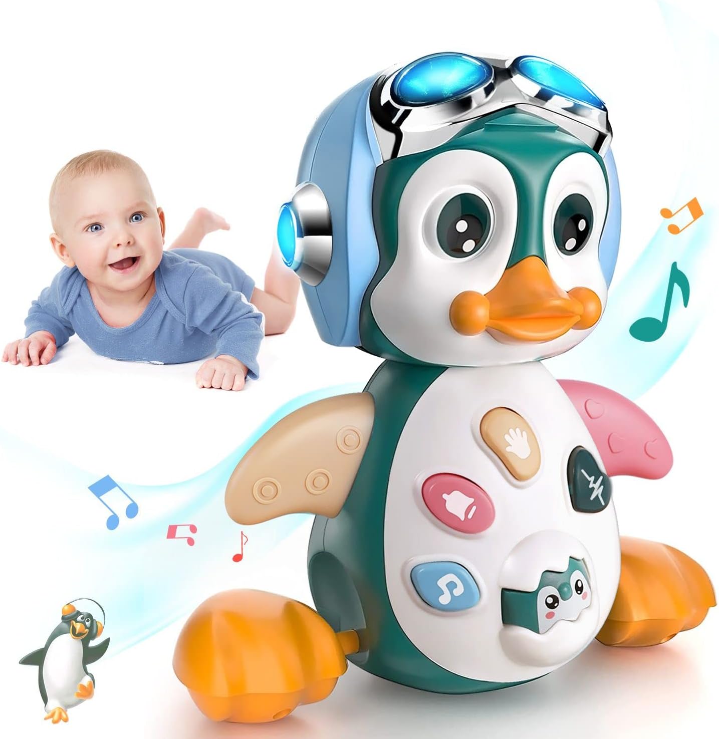 Musical Penguin Baby Crawling Toy - Lights & Sound!