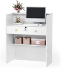 OmySalon Reception Desk with Counter, Small Front Desk - Compact Lobby
