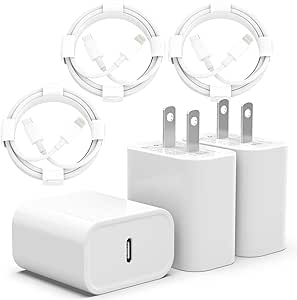 iPhone Charger Fast Charging 20W PD Adapter 3 Pack with Cable