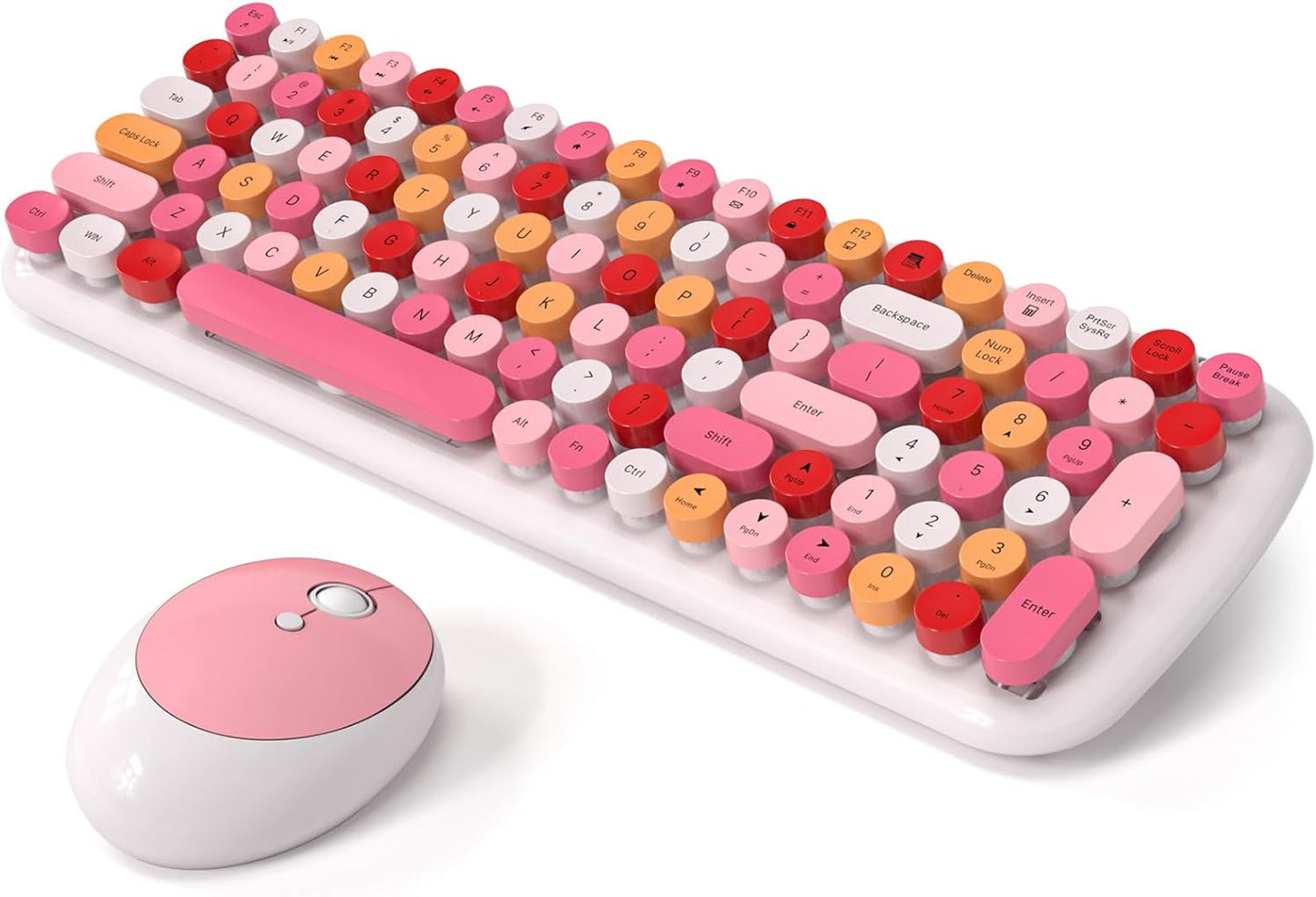 Wireless Keyboard and Mouse Combo with Retro Aesthetic Design