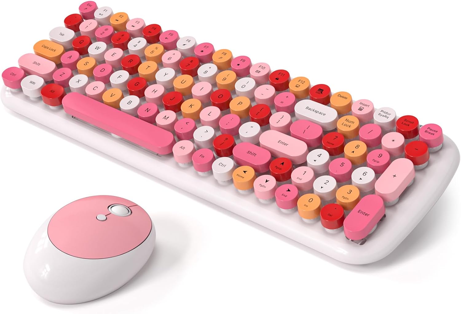 Wireless Keyboard and Mouse Combo with Retro Aesthetic Design