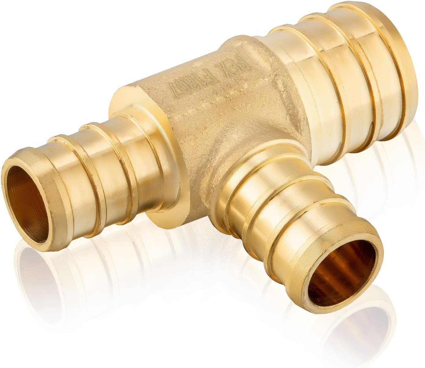 100-Pack PEX Fittings 3/4inx1/2in Brass Crimp Tee for Plumbing