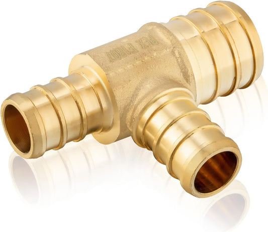 100-Pack PEX Fittings 3/4inx1/2in Brass Crimp Tee for Plumbing