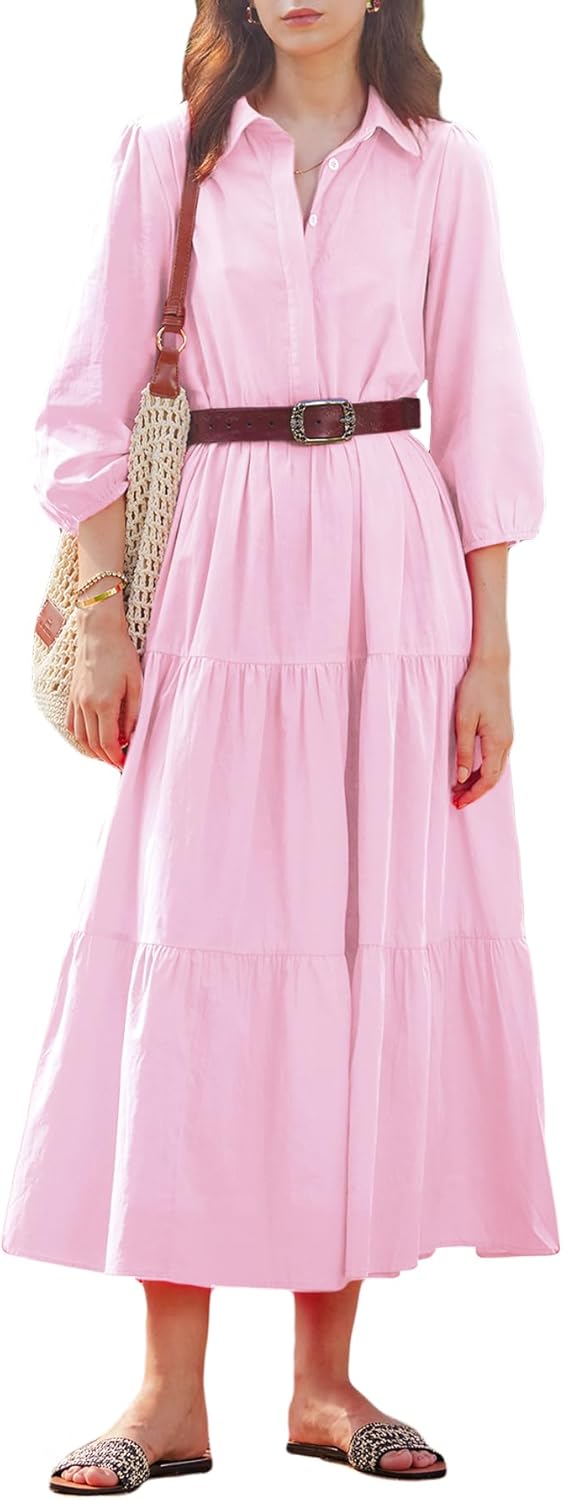 Women Button Down Maxi Shirt Dress with Pockets for All Occasions
