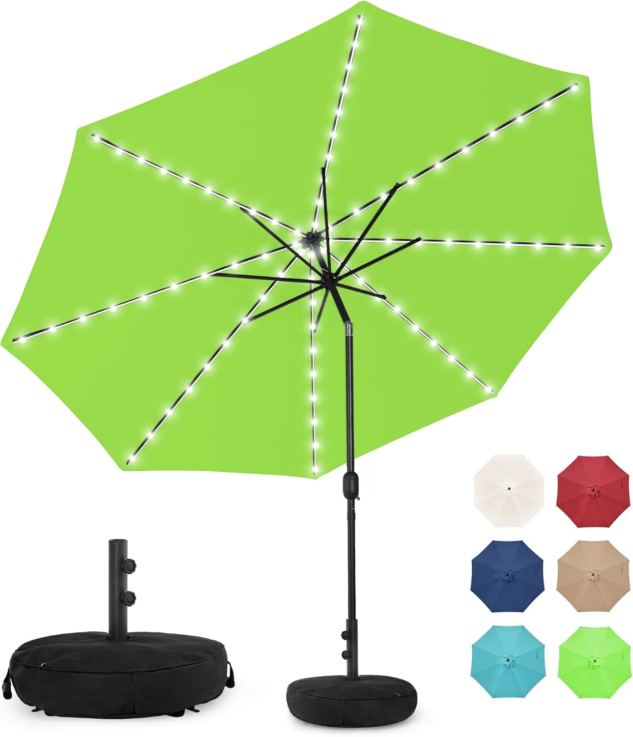 Sundale Outdoor Solar 88 LED 10 ft Patio Umbrella with Base