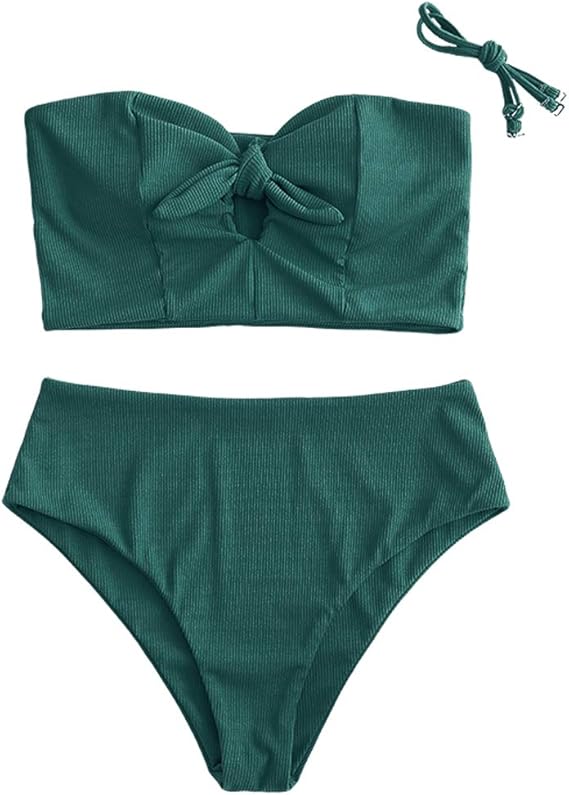 ZAFUL Women Keyhole Bandeau Tankini High Waisted Swimsuit