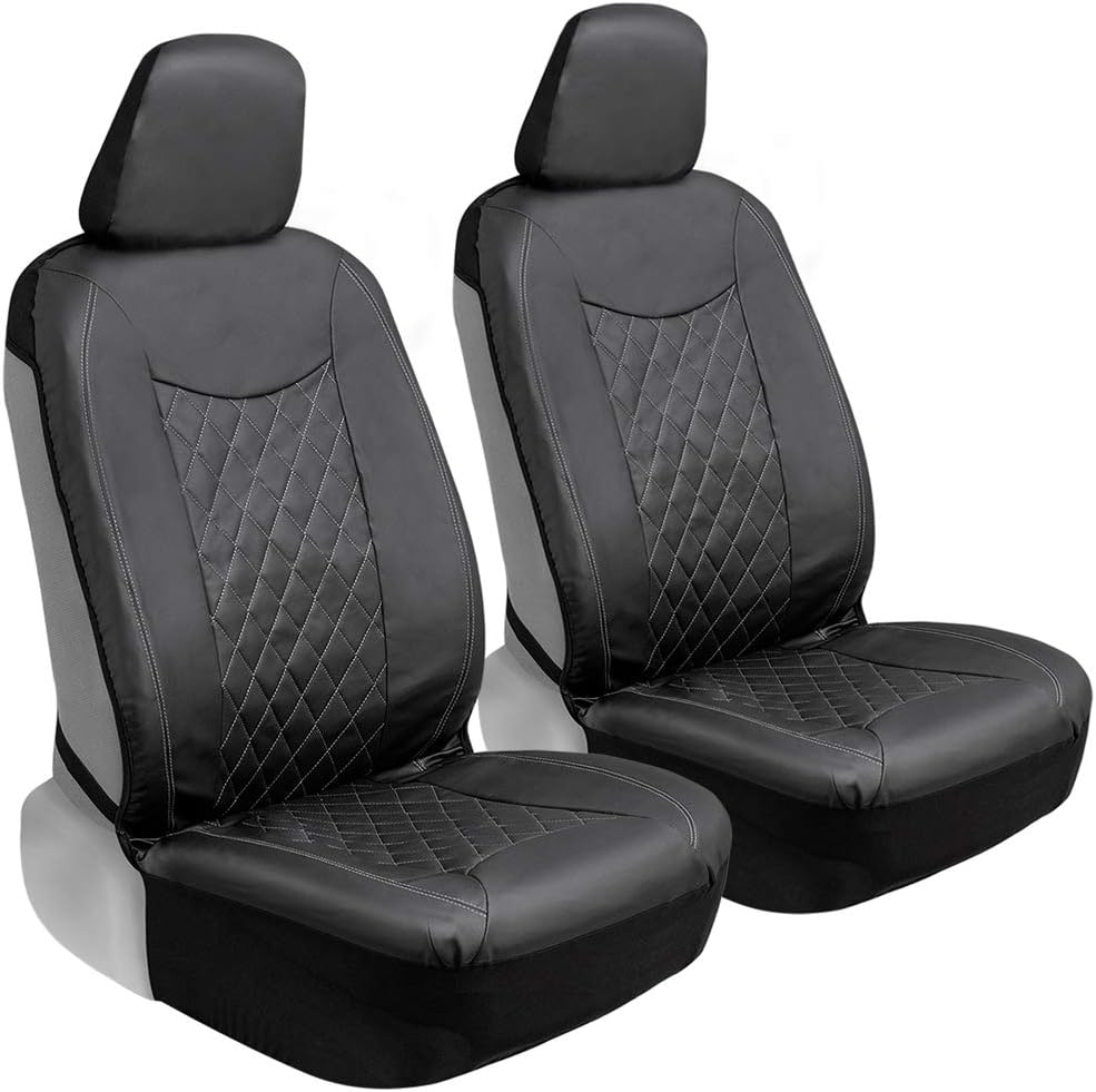 Motor Trend Black Leather Car Seat Covers