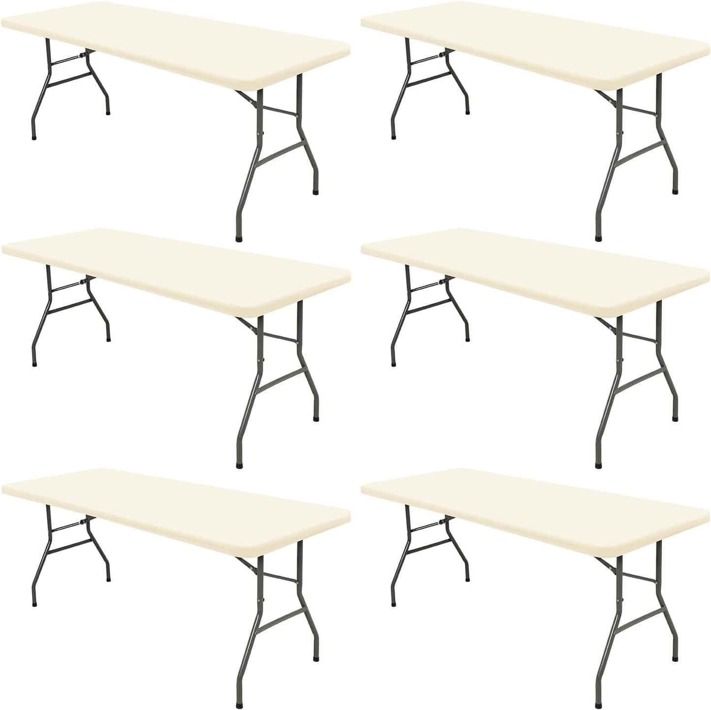 6 Pack Fitted Table Cover for 6 Foot Rectangle Tables - Beige