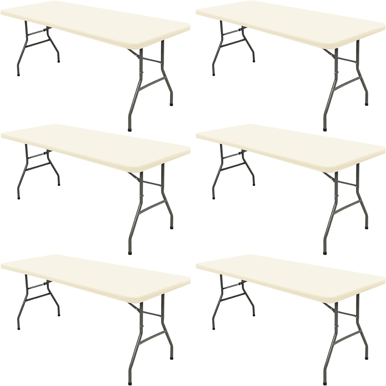 6 Pack Fitted Table Cover for 6 Foot Rectangle Tables - Beige