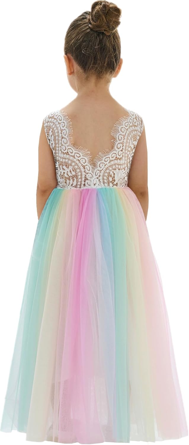 2Bunnies Girl Peony Lace Back A-Line Tutu Flower Girl Dress
