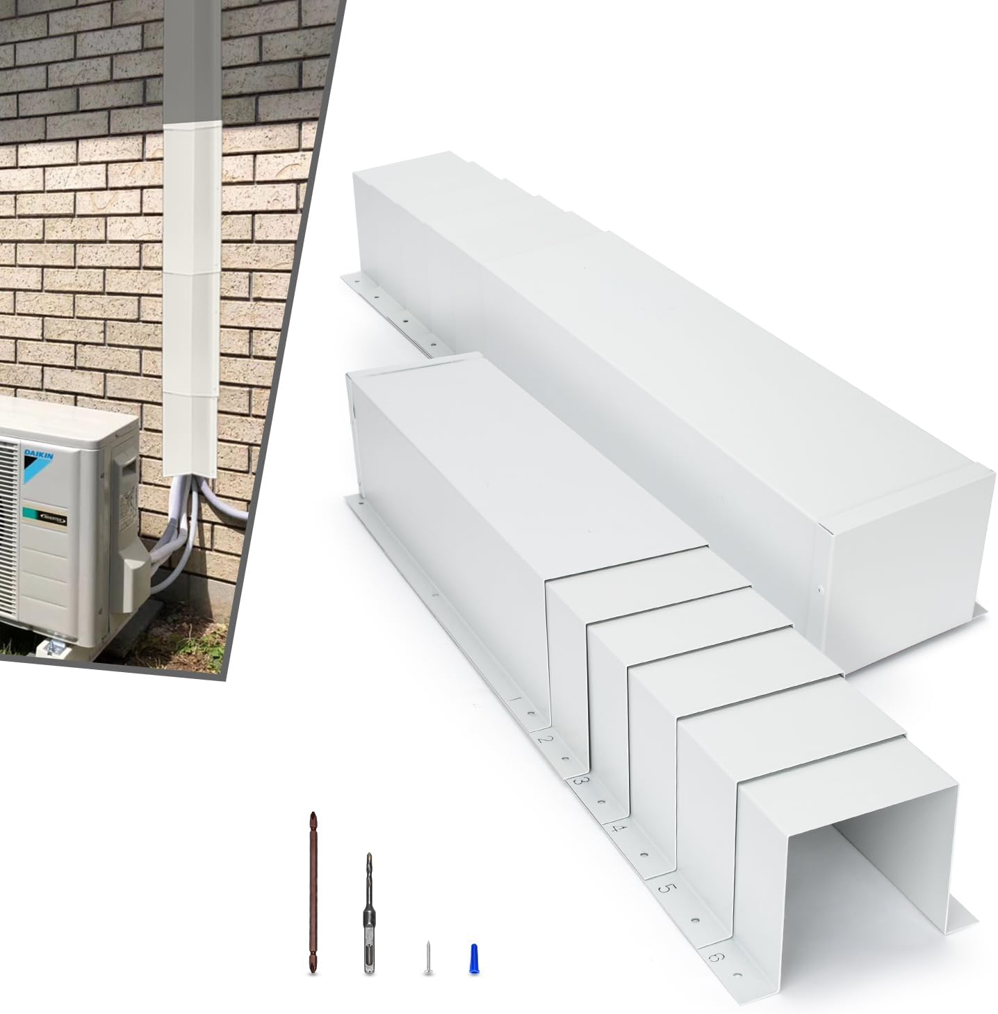 TOPOWN Metal HVAC Lines Cover - Protects & Conceals 4x4x8.5ft Kit