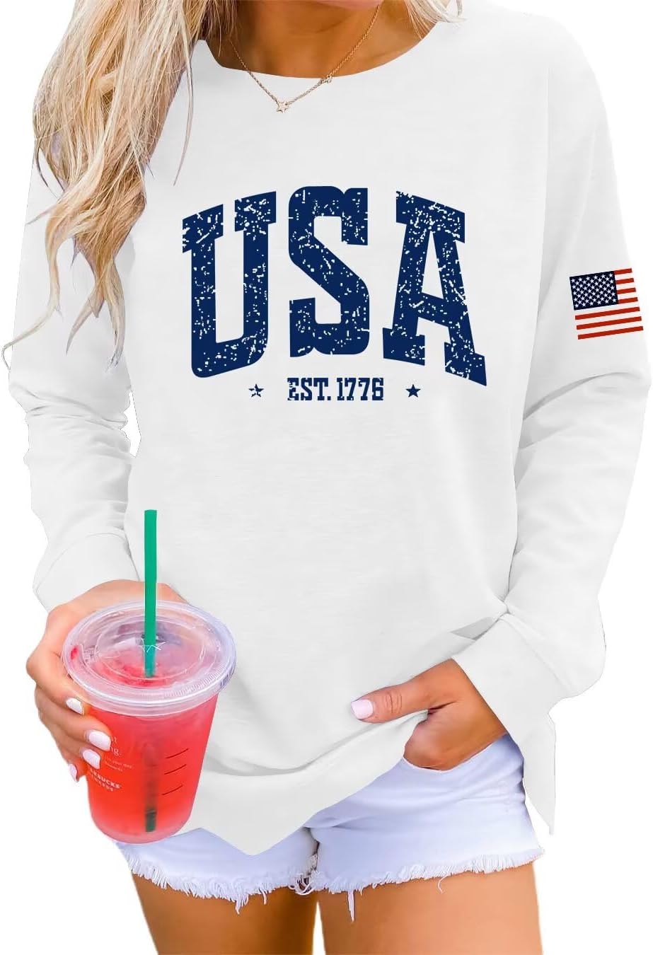 Flag Graphic Sweatshirt - Patriotic 4th of July Style!